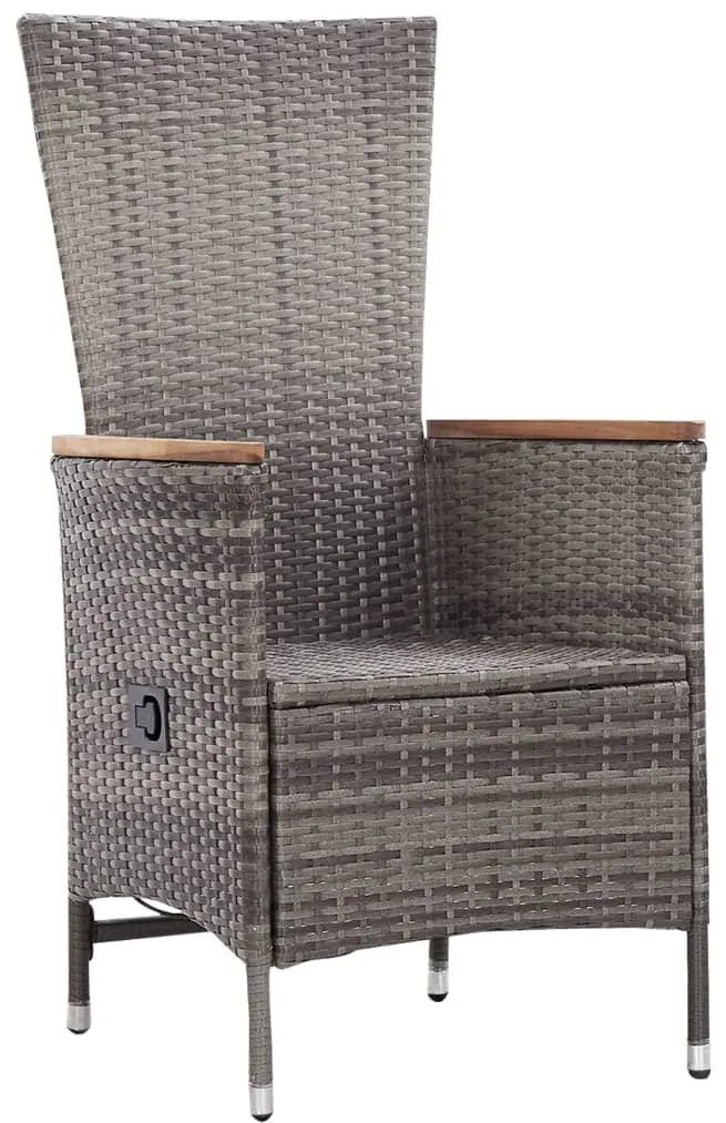 3 pcs conjunto lounge de jardim c/ almofadões vime PE cinzento