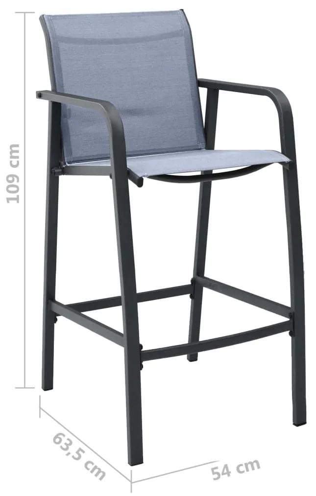 Cadeiras de bar para jardim 2 pcs textilene cinzento