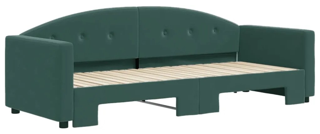 Sofá-cama com gavetão 80x200 cm veludo verde-escuro