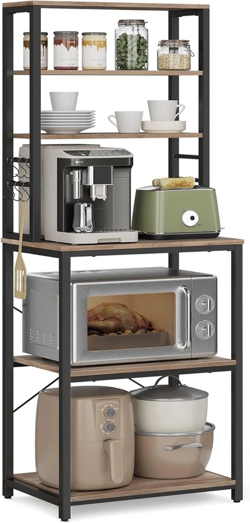 Prateleira de cozinha com 6 níveis para micro-ondas. | VASAGLE | 60 x 40 x 167 cm | KKS024B02.