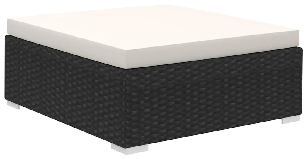 8 pcs conjunto lounge de jardim c/ almofadões vime PE preto