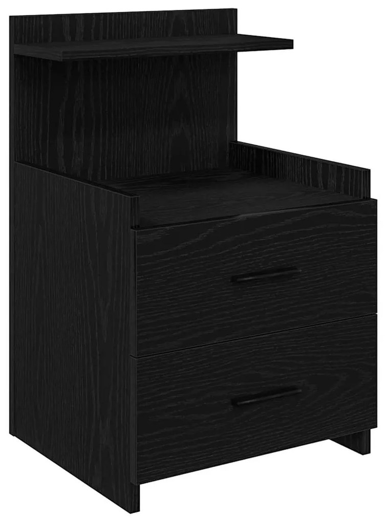 Mesas de cabeceira 2 peças com 2 gavetas pretas 40x36,5x62 cm