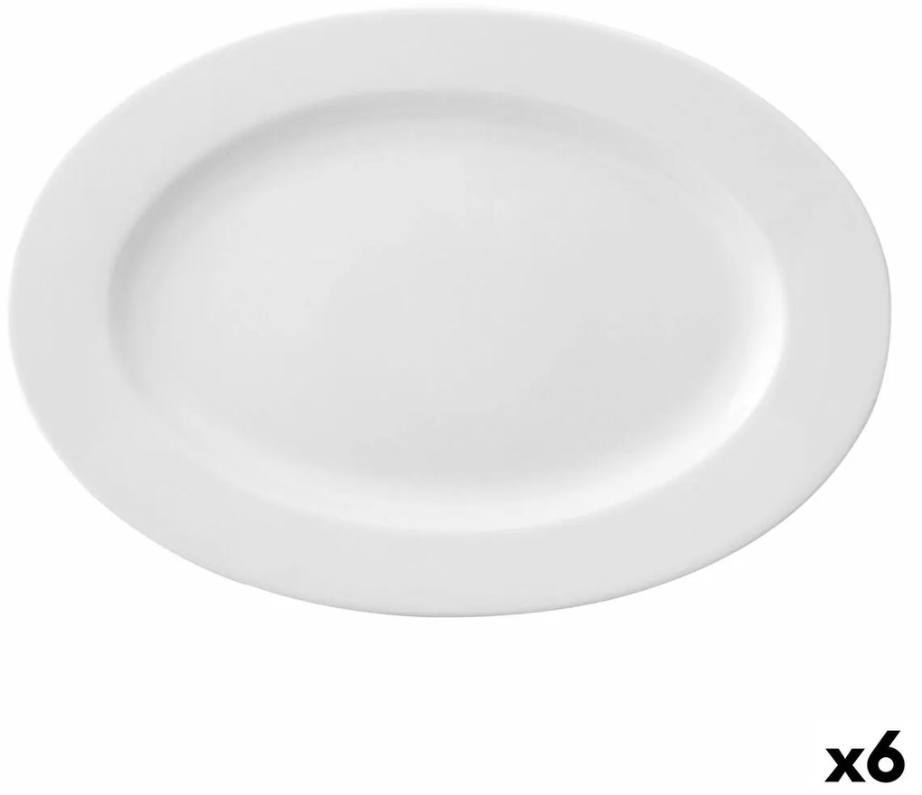 Plat Bord Ariane Prime Oval Cerâmica Branco (38 X 25 cm) (6 Unidades)