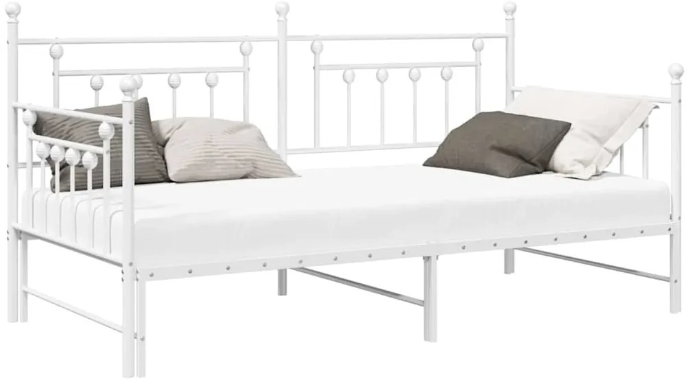 Cama Dia vidaXL com Cama Auxiliar Branca 100x200 cm em Aço