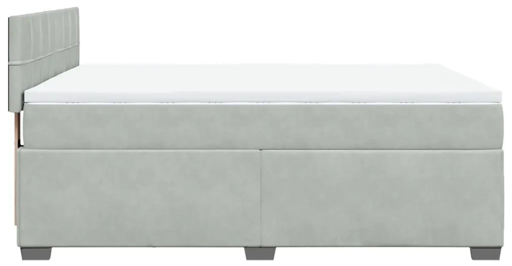 Cama com molas/colchão 160x200 cm veludo cinzento-claro