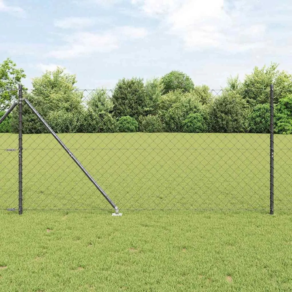 vidaXL Conjunto de Postes de Cerca Cinzeto 1.2 x 10 m Aço Galvanizado