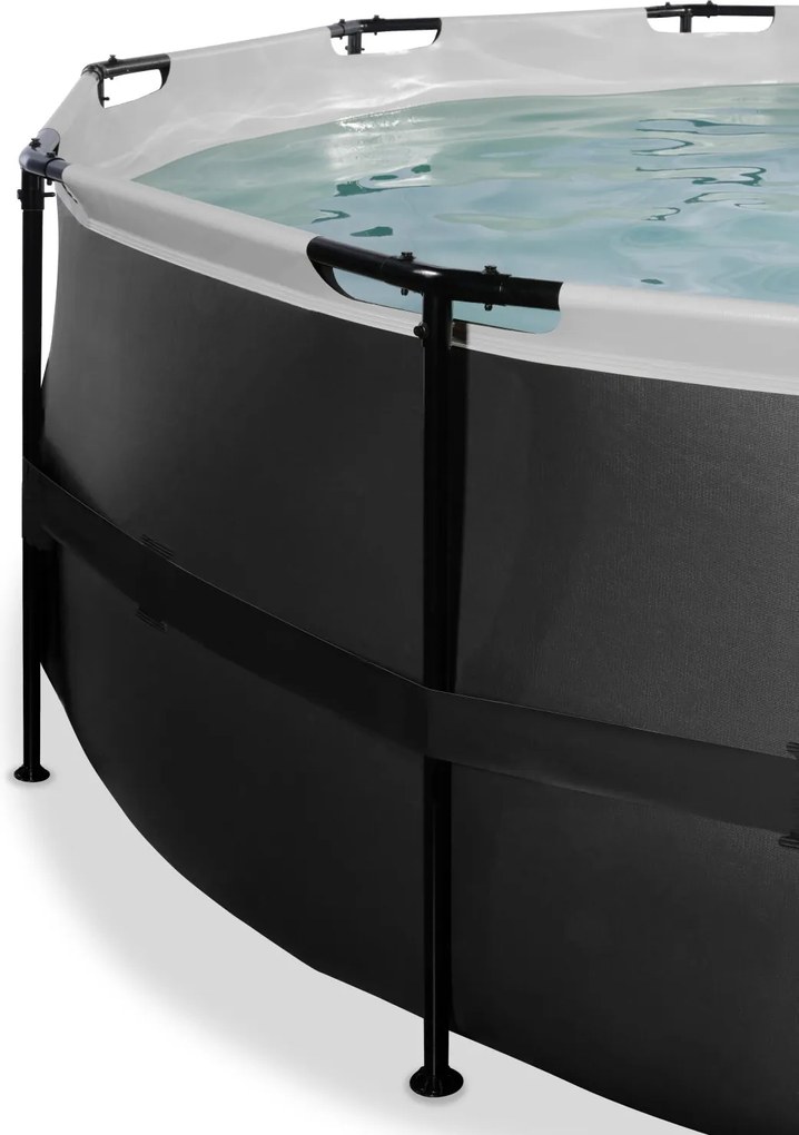 Piscina Redonda Black Leather ø450x122cm com bomba de filtro de areia e cúpula - preta