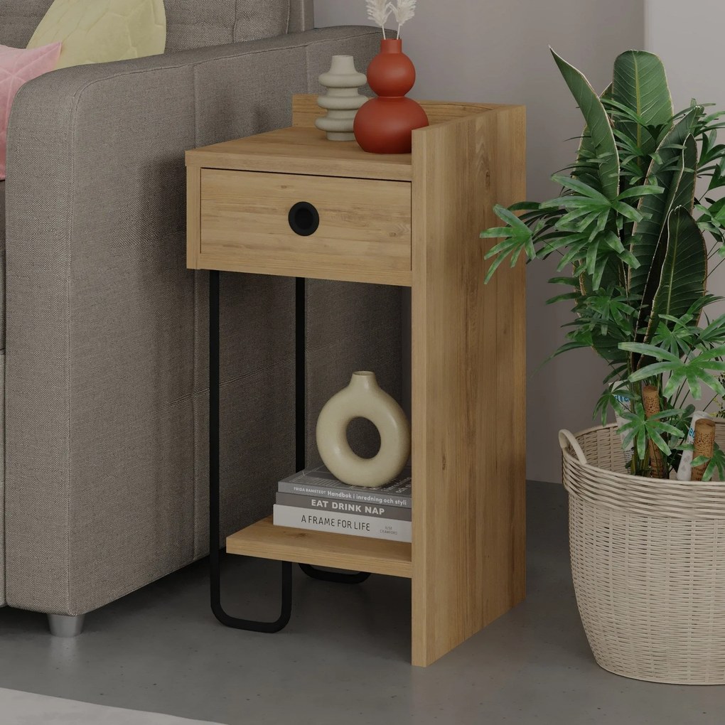 Mesa de Cabeceira Sirius Right – Carvalho – 32x61x30 cm