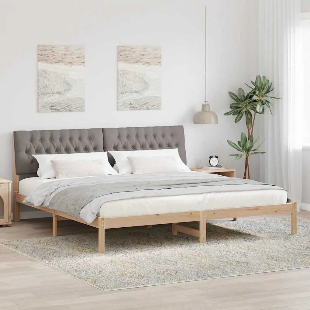 vidaXL Estrutura de Cama com Cabeceira Estofada Castanho 200 x 200 cm