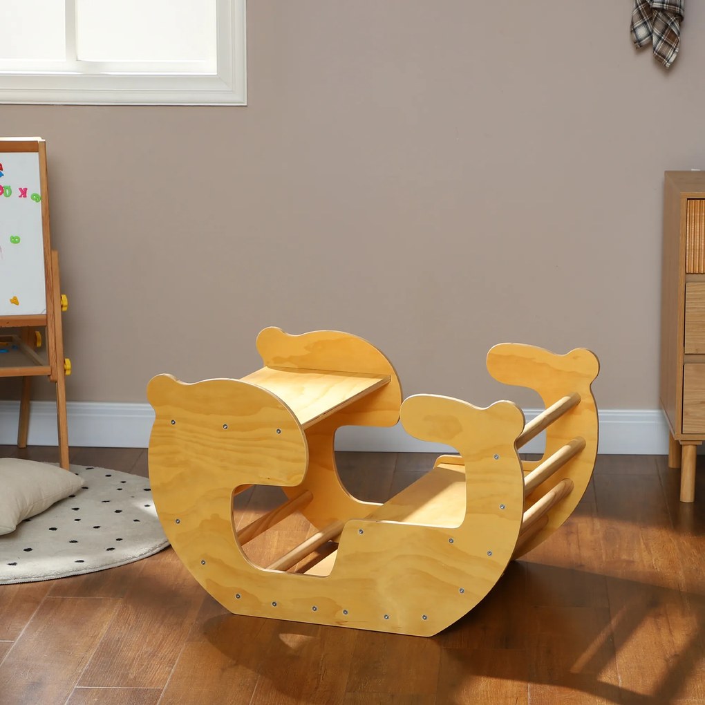 Arco de escalada para crianças, mesa de brinquedos para crianças dos 18 aos 48 meses, design 2 em 1, carga máxima de 50 kg, madeira natural