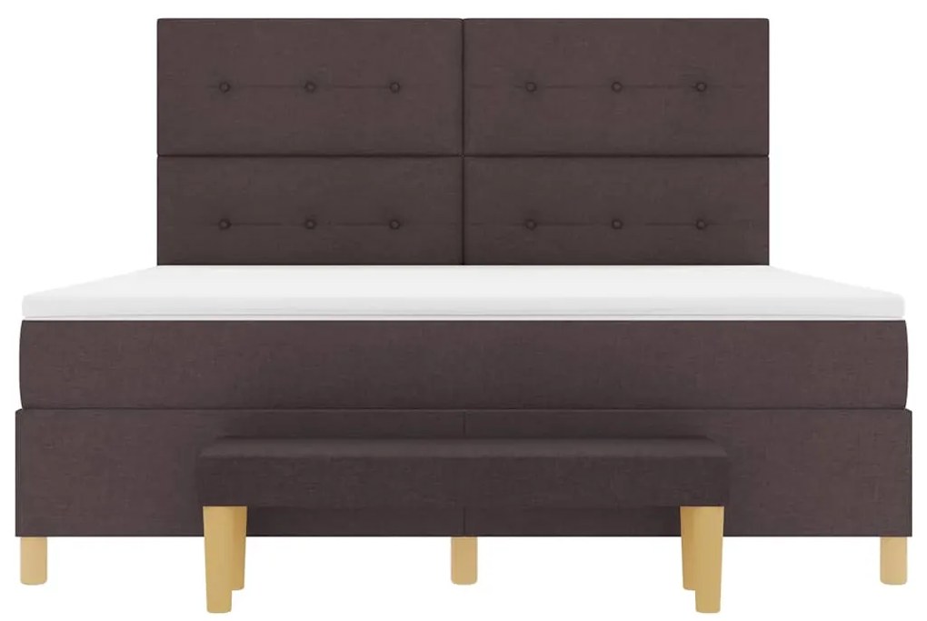 Cama Box Spring vidaXL com Colchão e Banco Castanho Escuro 180x200 cm