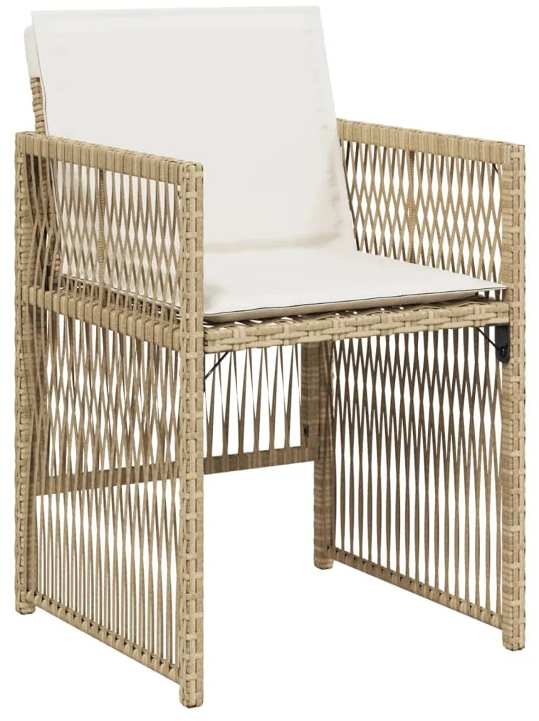 Cadeiras de jardim com almofadões 4 pcs vime PE bege