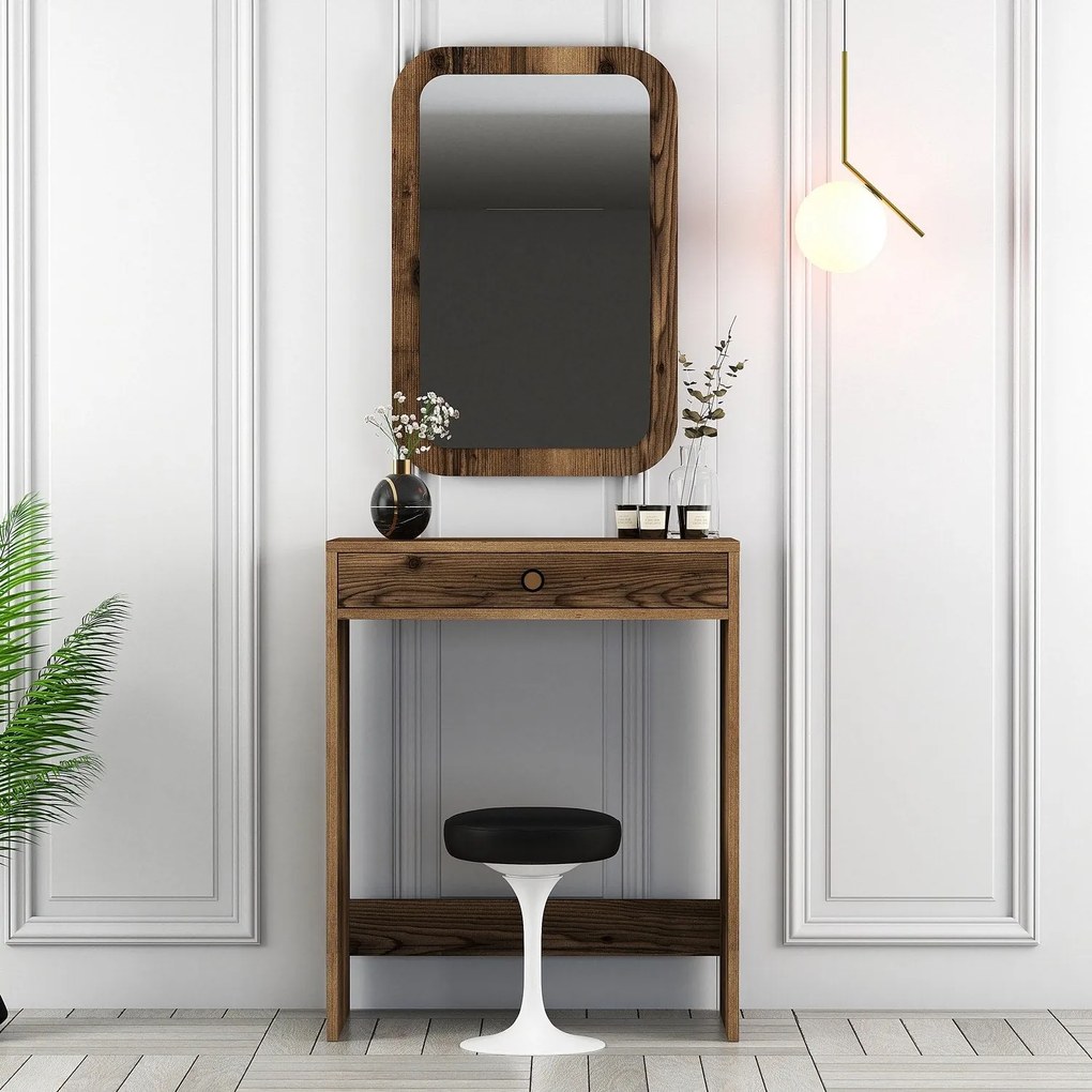 Mesa de Maquilhagem Lizbon Mirror – Nogueira – 70x40x84,7 cm