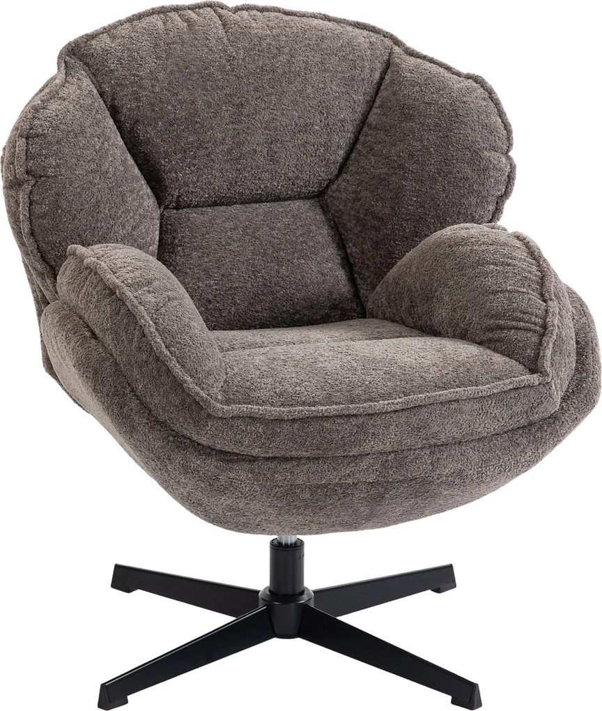 HOMCOM Poltrona Wingback Moderna, Poltrona com Braços em Veludo e Base Estrela de Quatro Pontas, Molas em S, Função de Giro 360°, Cinza | Aosom Portugal