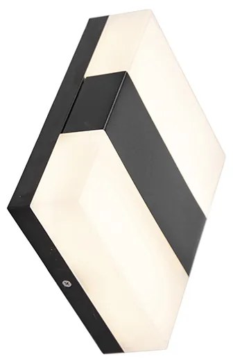 Candeeiro de parede exterior moderno preto IP44 com LED - Dualy Moderno