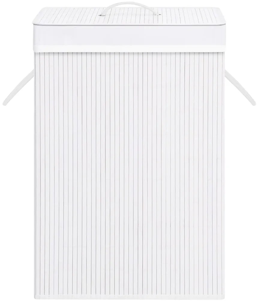 Cesto para roupa suja c/ 2 secções 72 L bambu branco