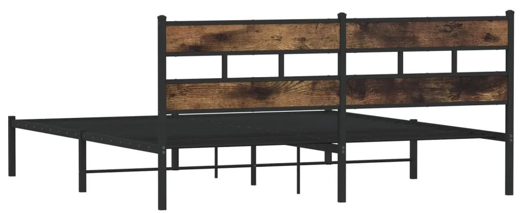 Estrutura de cama sem colchão 183x213cm metal carvalho fumado