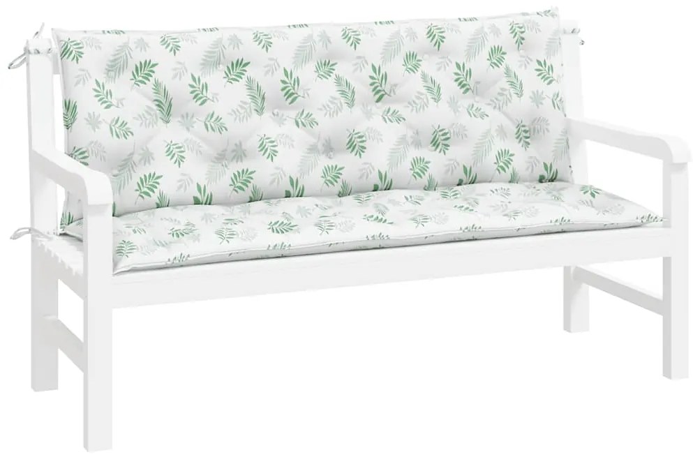 Almofadões banco jardim 2 pcs 150x50x7 cm tecido padrão folhas