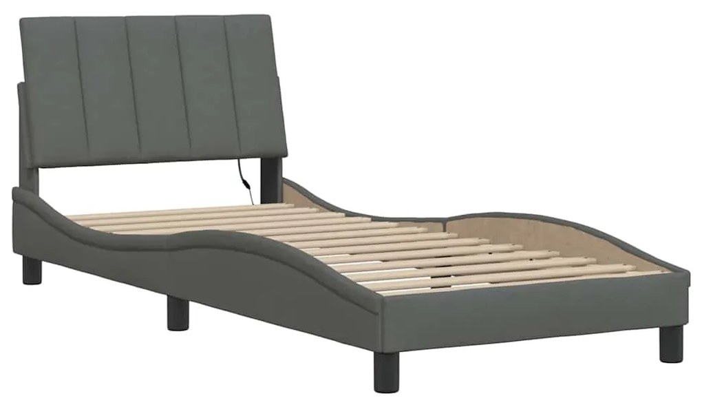 Estrutura de cama sem colchão 90x190 cm tecido cinzento-escuro
