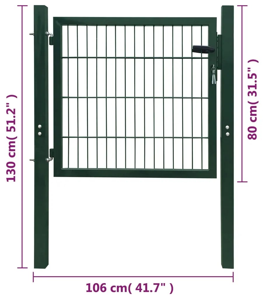 Portão de cerca (individual) 2D 106x130 cm verde