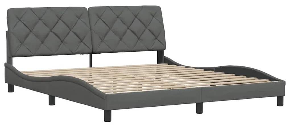 Estrutura de cama sem colchão 180x200 cm tecido cinzento-escuro