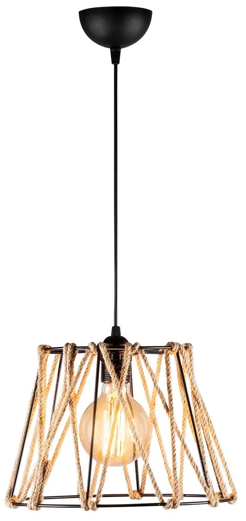 Candeeiro de Teto Jutini – Preto e Bege – Diâmetro 30 cm x Altura 116