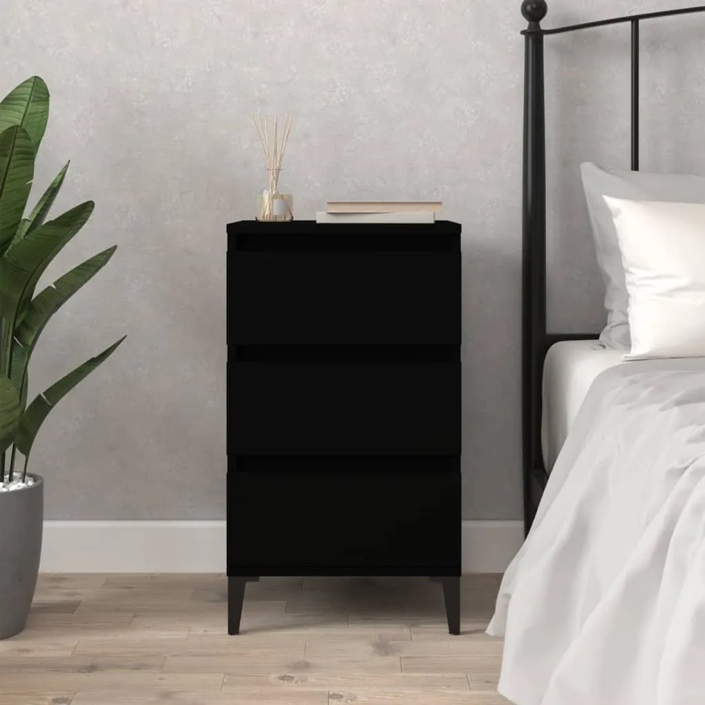 vidaXL Mesa de cabeceira 40x35x70 cm derivados de madeira preto