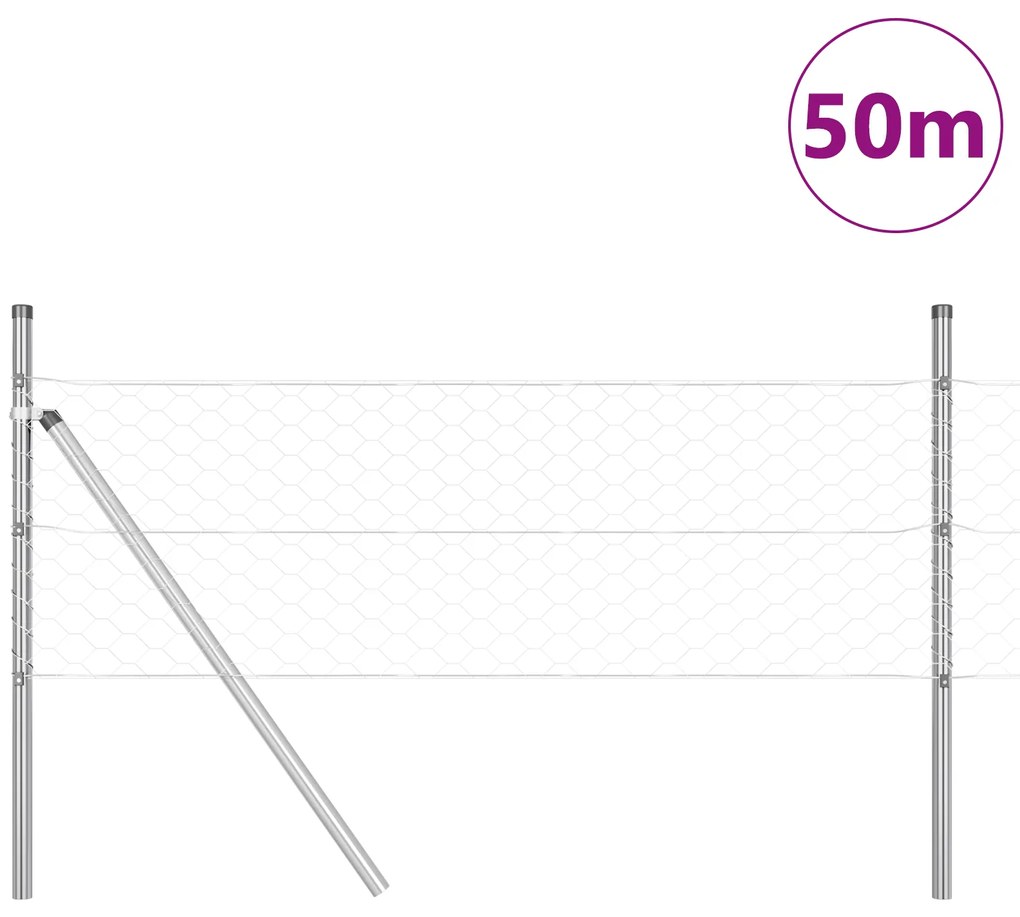 Cerca Hexagonal vidaXL 0,5x50 m de Aço Galvanizado