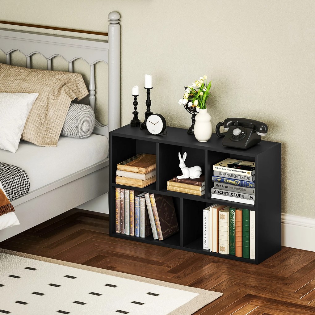 Estante com 5 compartimentos 50 x 24 x 80 cm, para sala de estar, quarto ou escritório, preta
