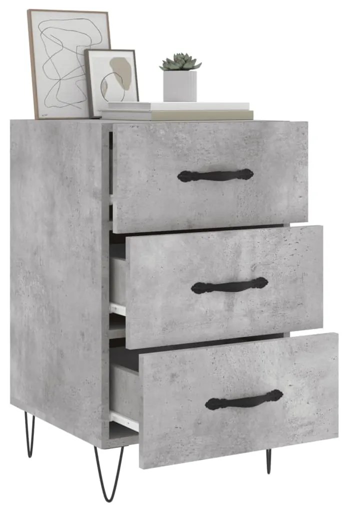 Mesa de cabeceira 40x40x66 cm derivados madeira cinza cimento