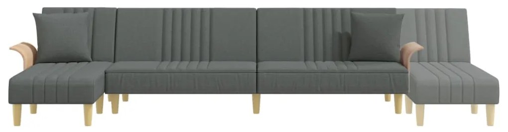 Sofá-cama em forma de L 279x140x70 cm tecido cinzento-escuro