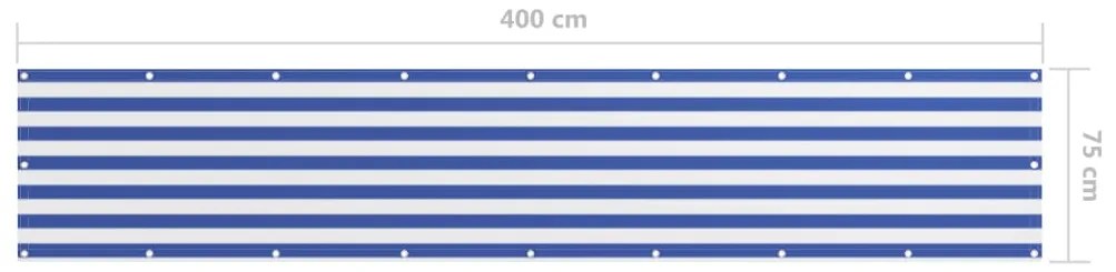 Tela de varanda 75x400 cm tecido Oxford branco e azul