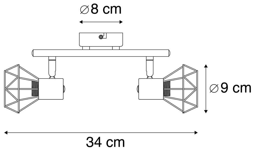 Projetores Art Deco em latão inclináveis e rotativos 2-luzes - Mosh Moderno