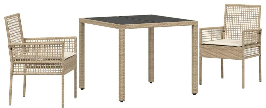 Conjunto de Jantar para Jardim 3 pcs Bege 90 x 90 x 75 cm