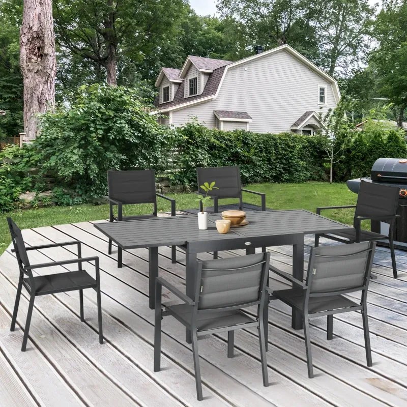 Conjunto de Refeição de Jardim – Rammor – 90-180x89 cm – Cinzento Escu