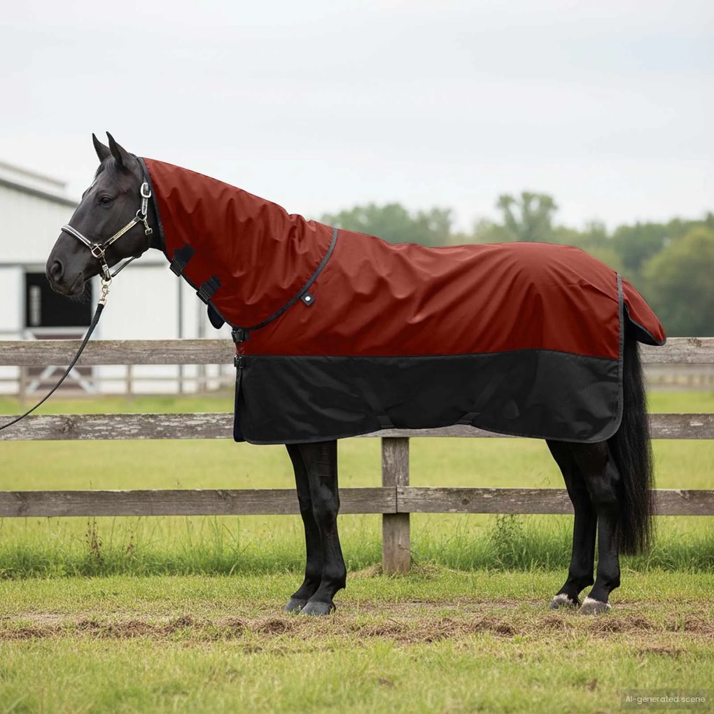 vidaXL Cobertor de Cavalo Verde Escuro e Preto 105 cm Poliéster