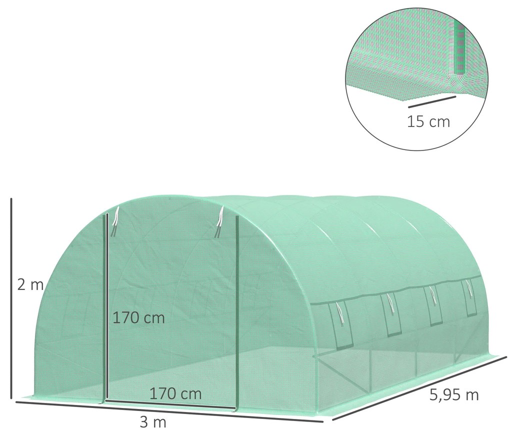 Estufa Tipo Túnel 600x300x200cm com Porta Enrolável 8 Janelas Cobertur