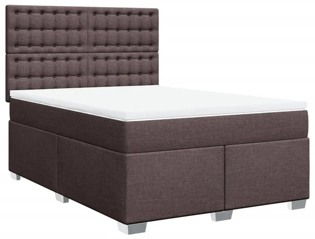 Cama com molas/colchão 140x200 cm tecido castanho-escuro