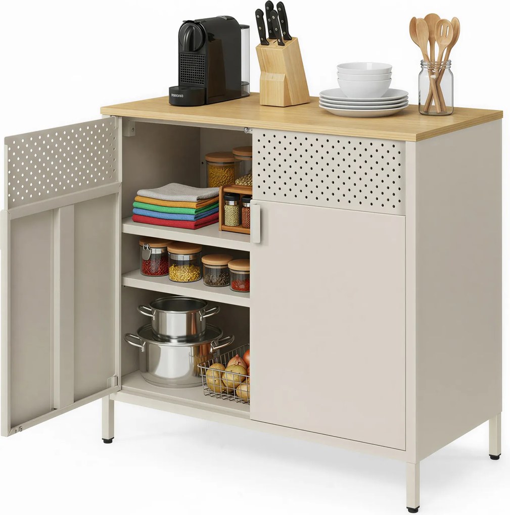 Armário de arrumação escritorio ou cozinha 40 x 80 x 76 cm bege areia-bege natural