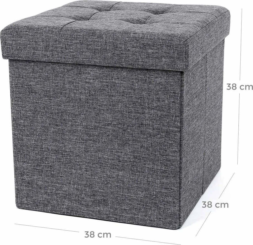 Banco de assento pequeno com arrumação 38 x 38 x 38 cm cinzento escuro