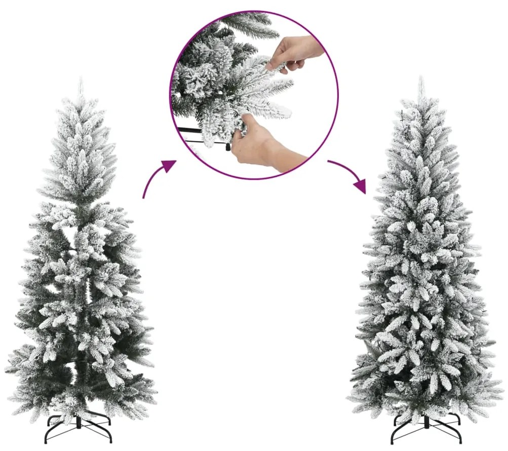 Árvore de Natal artificial fina com neve PVC e PE 240 cm