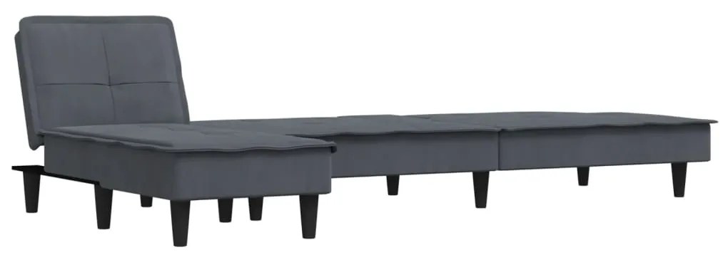 Sofá-cama em forma de L 255x140x70 cm veludo cinzento-escuro