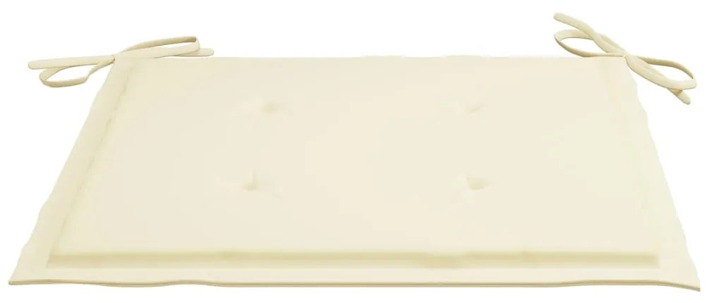 Cadeiras de jardim c/ almofadões cor creme 2 pcs teca maciça