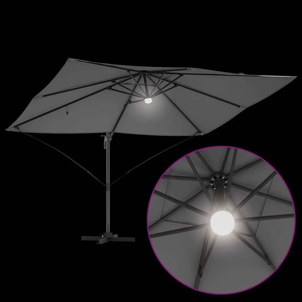 Guarda-Sol Cantilever Roma da com LEDs, Antracite, 352x251x265 cm, em