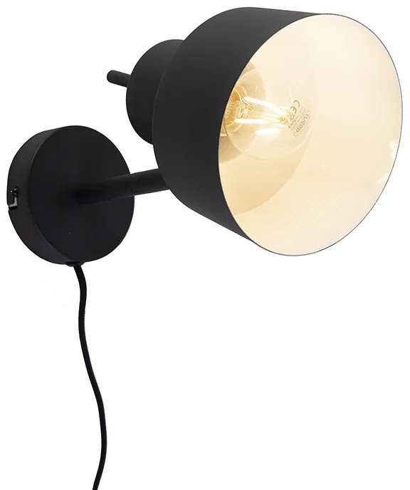 Candeeiro de parede retro preto rotativo e inclinável - Chappie Retro