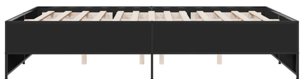 Estrutura de cama 150x200 cm derivados de madeira/metal preto