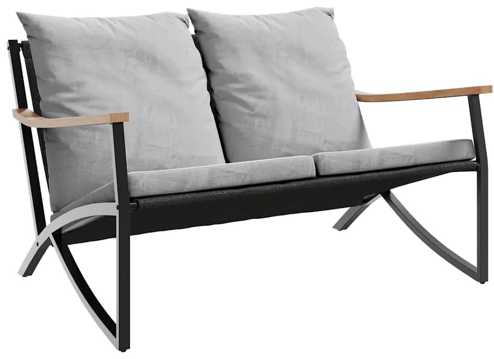 5 pcs conjunto mobiliário de varanda com almofadões aço preto