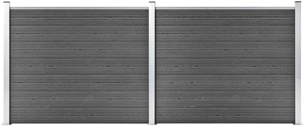 Conjunto painel de cerca 353x146 cm WPC preto