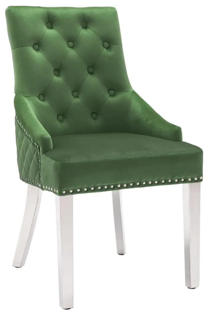 337013 vidaXL Cadeira de jantar veludo verde-escuro