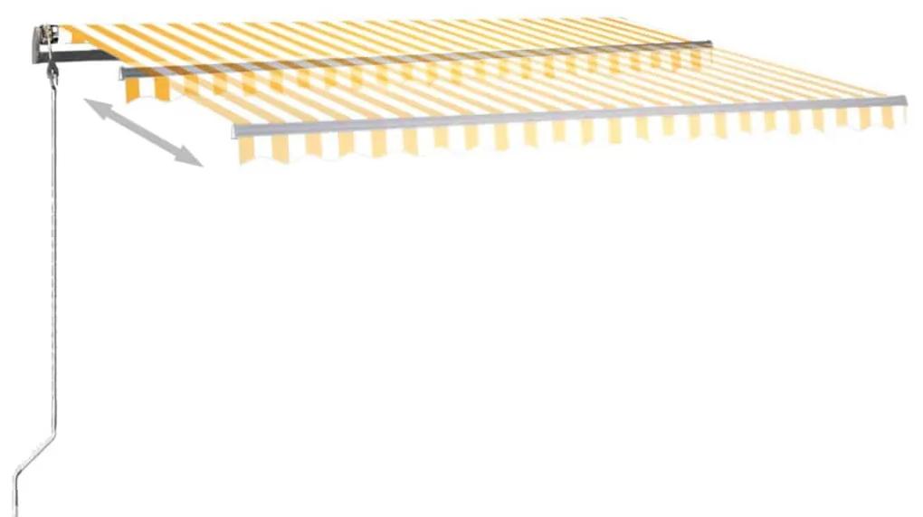 Toldo retrátil manual com LED 450x300 cm amarelo e branco